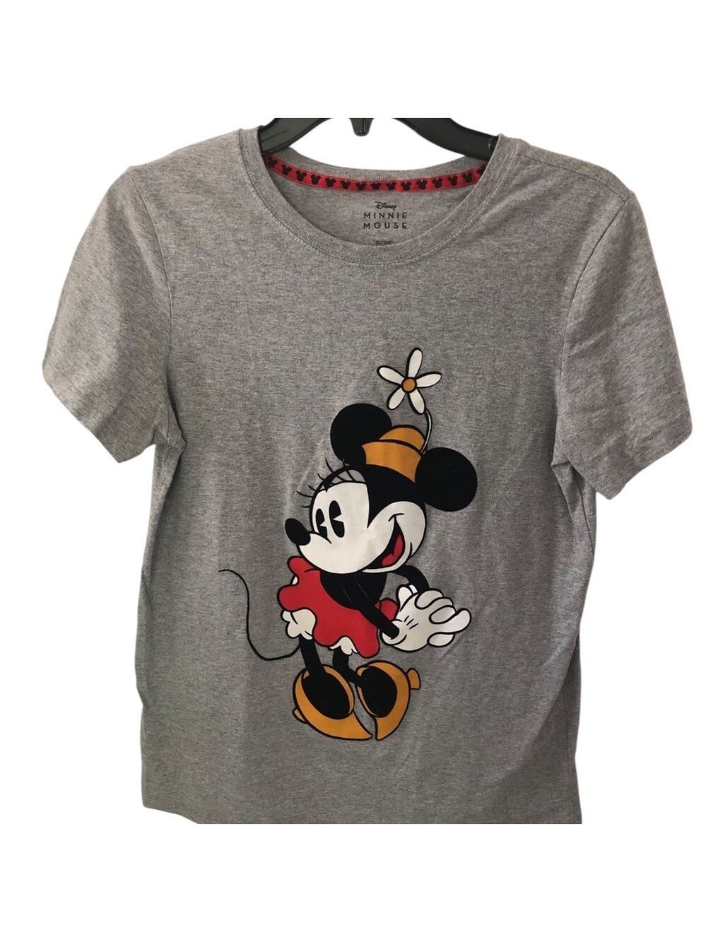 Disney Gray Minnie Mouse Short Sleeve Tee with Red & Gold Accents